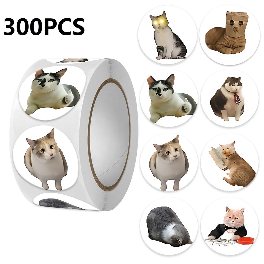 100-500PCS Funny Stickers Cat Cartoon Roll Stickers Animal Packaging Stickers Photocard decor Pack Lables