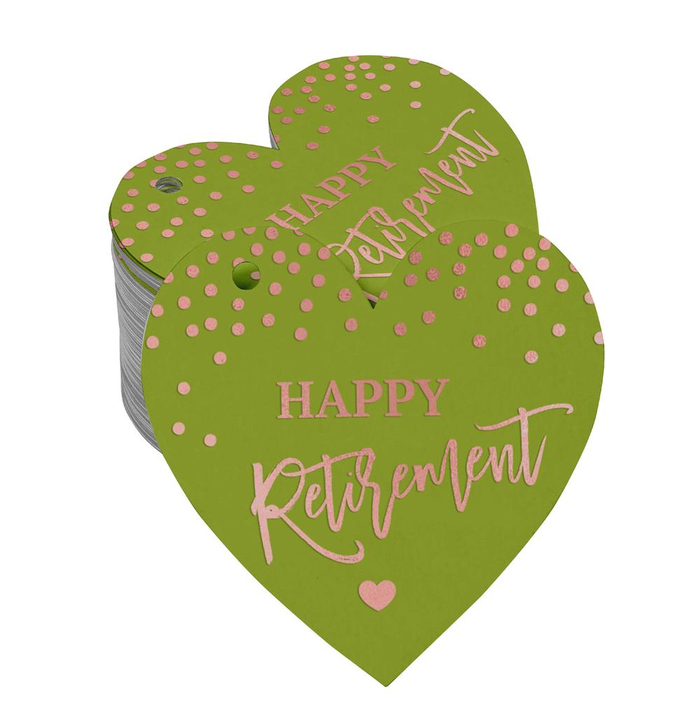 Inkdotpot Silver Foil Paper Hang Tag Happy Retirement Favor Tag 100 Pieces