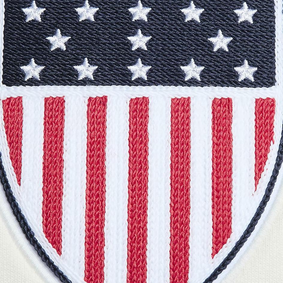 Nike Team USA Solo Swoosh Loose Fit Crewneck Fleece Sweatshirt Men sweatshirt Sail Obsidian FN1136-133