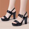 10cm Velikost 32-43 Elegantní boty z pravé kůže Dámské Blokové Vysoké podpatky Sandály na platformě 2026 Letní Gladiator Sandály Kancelářský model