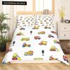 Truck Excavator King Queen Duvet Cover Yellow Tractor Bedding Set for Kids Boys Girls Cartoon Car Transporter 2/3pcs Quilt Cover