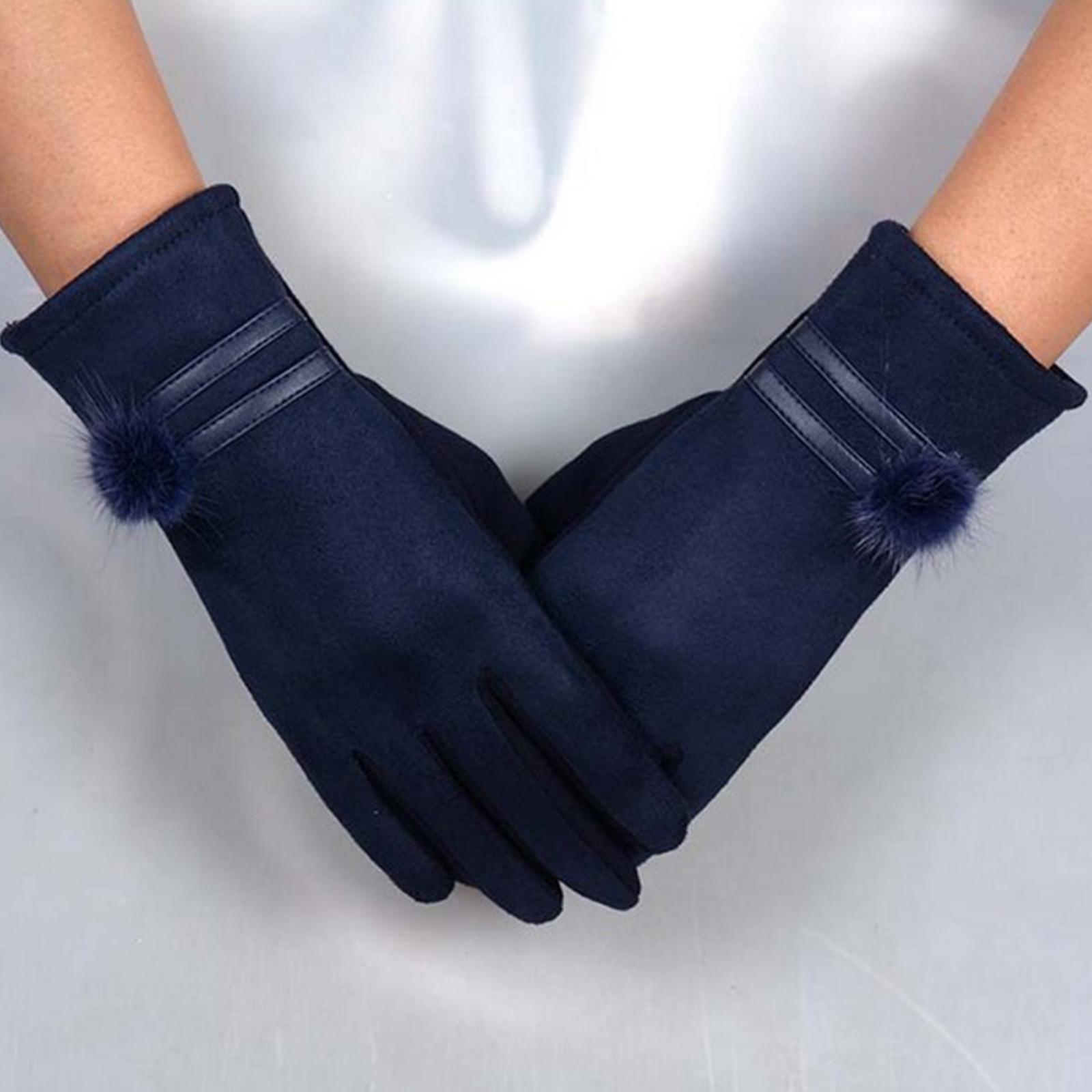 

Зима Двойной Кролик Меха Мяч Не флис Теплые прикосновения Экран Женские перчатки