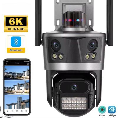 LS VISION 6K HD WIFI IP Camera Three Lens Three Screen Outdoor PTZ Auto Tracking CCTV Security Video Surveillance Color Night Vision iCSee
