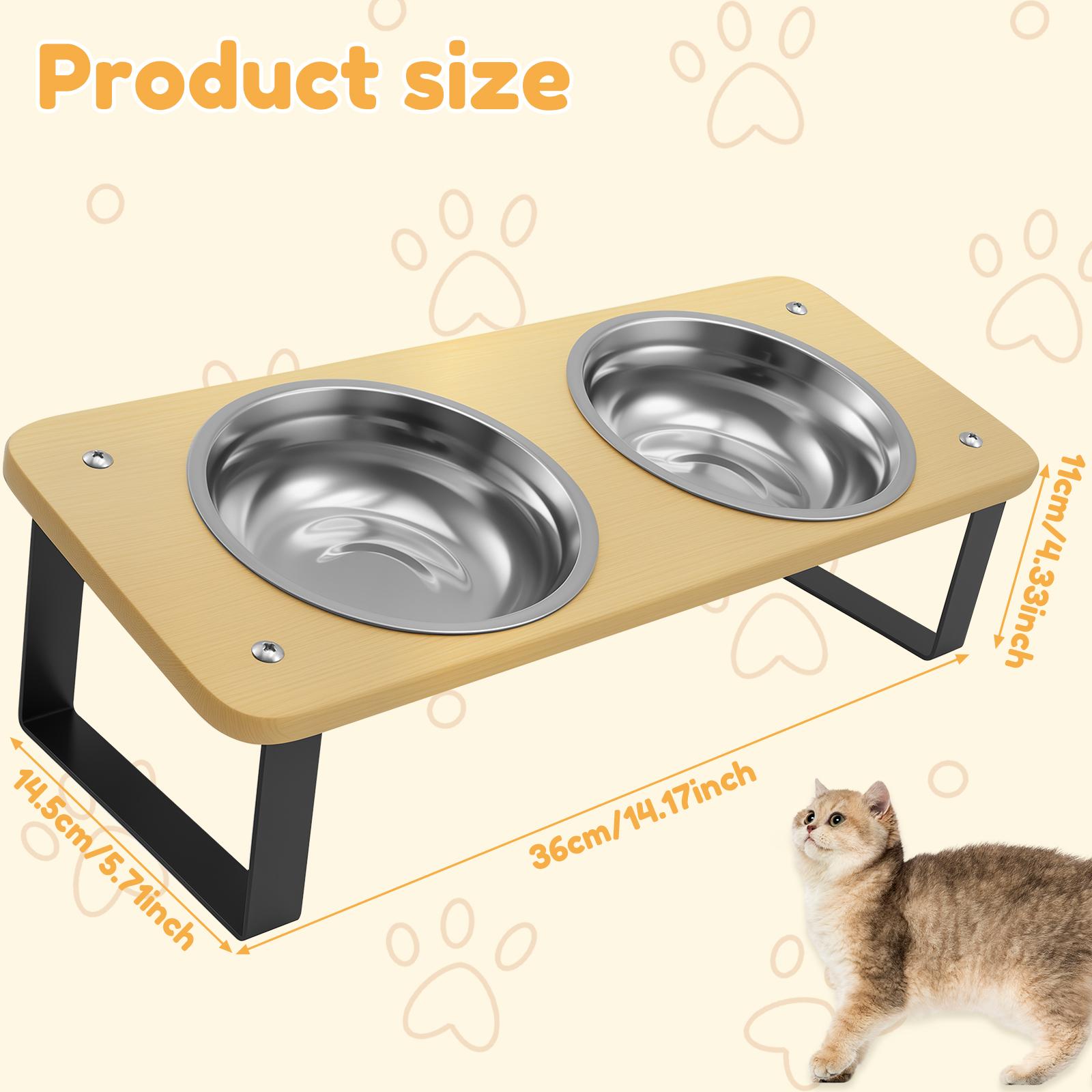 

15° Tilted Pet Raised Bowls Stable Support Raised Cat Bowl Stainless Steel With 3/2PCS Bowl Anti Vomitting Dog Food Water Bowl