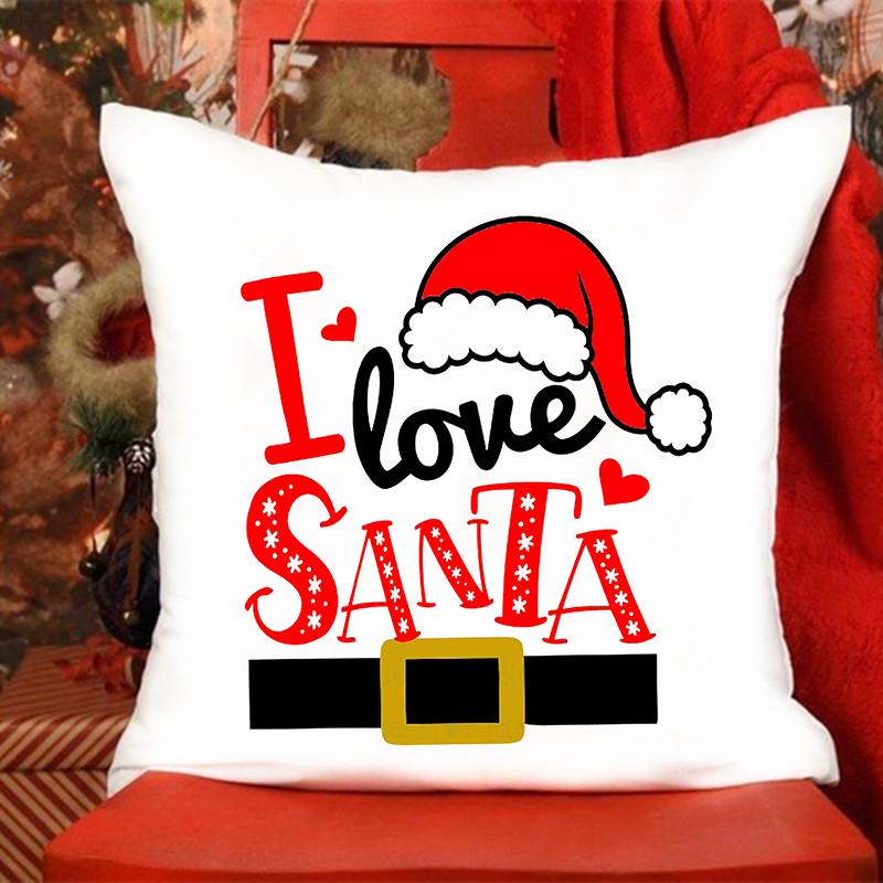 

Наволочка с принтом «Я люблю Санта-Клауса», Рождественская наволочка для дивана, кровать, наволочка, милая наволочка для комнаты, подарок 40x40cm