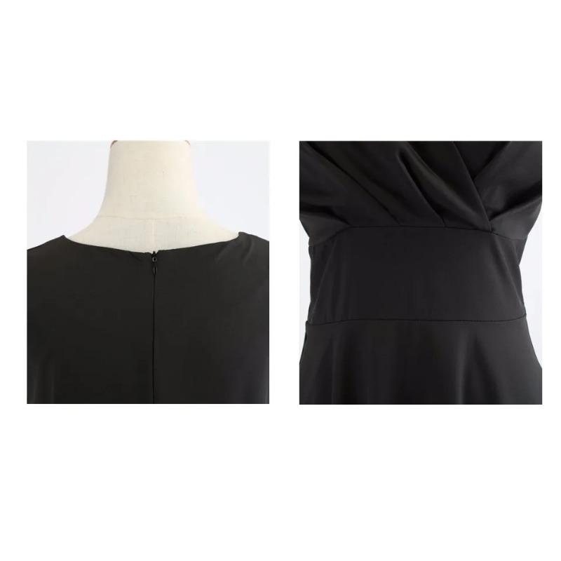 Women Summer Dress Solid Color Vintage Casual Party Robe Rockabilly Dresses Vestidos