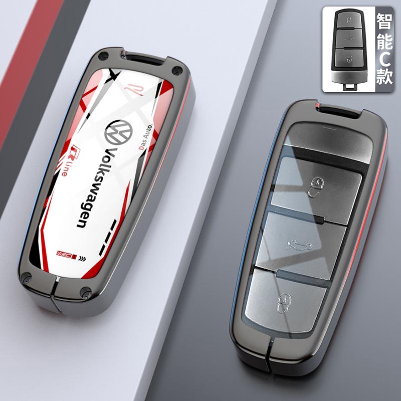 

For VOLKSWAGEN VW Car Zinc Alloy Flip Key Case Holder Cover Chain For VW Volkswagen Tiguan Polo Golf 6 7 T-Roc For Skoda Octavia