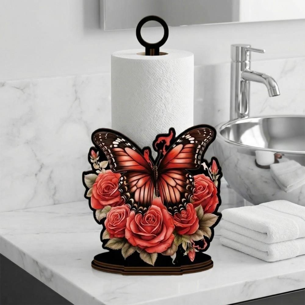 Animal Themed Animal Wooden Tissue Holder Wooden Cartoon Cattle Cat Dog Kitchen Towel Rack Vertical Cloth and Towel DIY Handmade