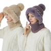 Plush 2in1 Scarf Hat Thicken Warm Balaclavas Hat Simple Winter Cap Mask Set  Riding