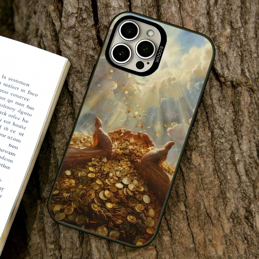 Gold Coins and Cash Phone Case For iPhone 17,16,15,14,13,12,11 Plus,Pro Max,XS,Colorful Silver Black Cover