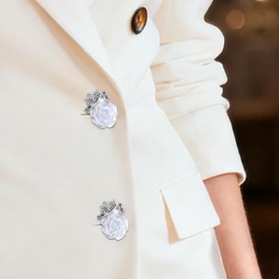 Button Covers For Women Flower Shaped Rhinestone Cufflink Shirt Button Covers For Business Wedding Dress Shirt Women Men