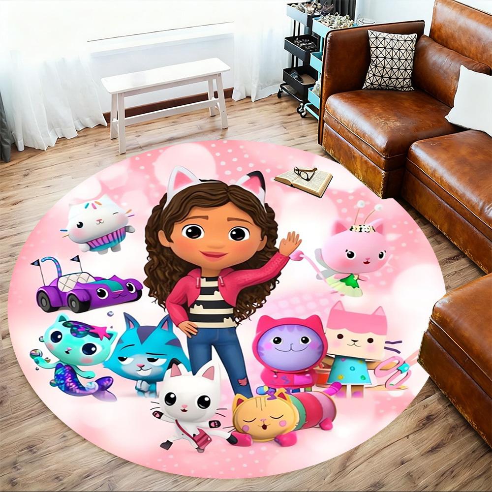 1pc gabby‘s cat friends Round Chair mat Area Rug - Non-Slip, Floor Mat for Office, Bedroom, home decor Christmas Gift p0811133