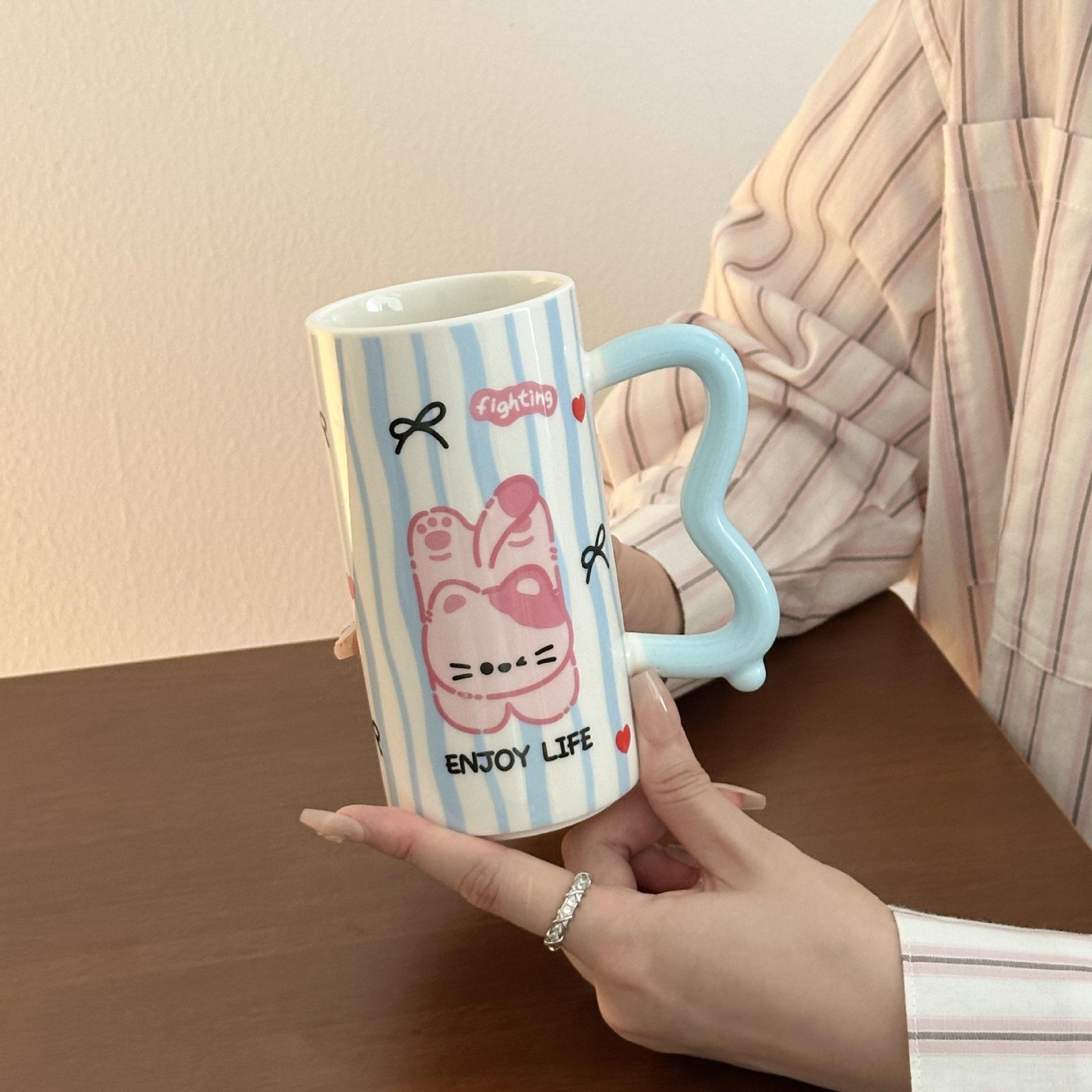 

Cute Rabbit Ceramic Water Cup Mug Girl Office Coffee Breakfast Milk Cup Practical Souvenir Gift 301-400ml