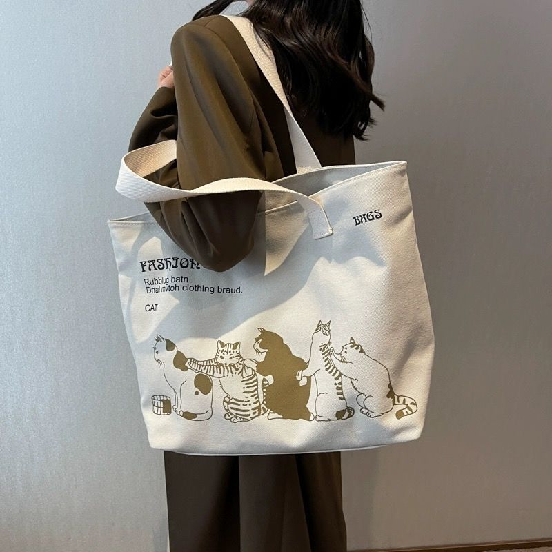 Dames Canvas Tote Bag Moteabel Romslig Slitesterk Skulderveske med Glidelåslukking og Klassisk Design Perfekt for Jobb