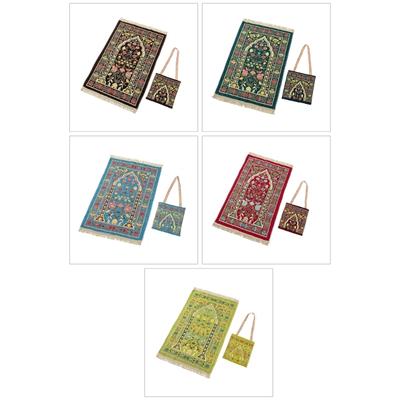 Muslims Prayer Mat Rugs with Bag Travel Portable Flower Pattern Islamic Carpet Tassels Blanket Home Decors 70x110cm