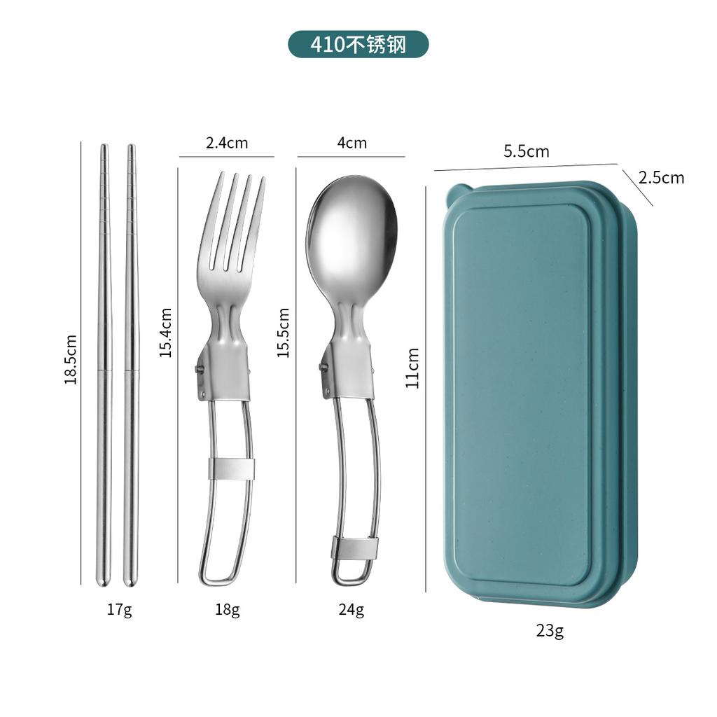 4PCS/set Portable Outdoor Spoon Fork Chopsticks Tableware Camping with Box Cutlery Set Hiking Outdoor Camping Cooking Supplies