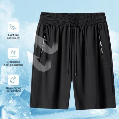Herren Shorts Elastischer Bund Mittelhoch Atmungsaktive Shorts mit Taschen Schnelltrocknend Eisseide