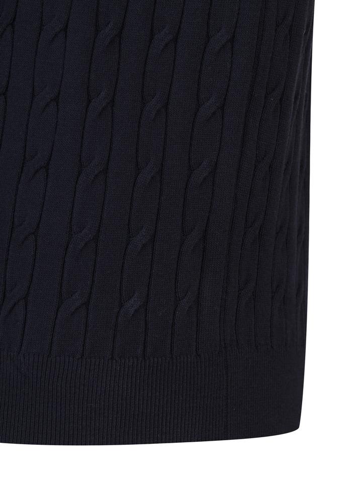ZIOZIA Men'S Washable Miracle Cable Short Sleeve Sweater_Navy