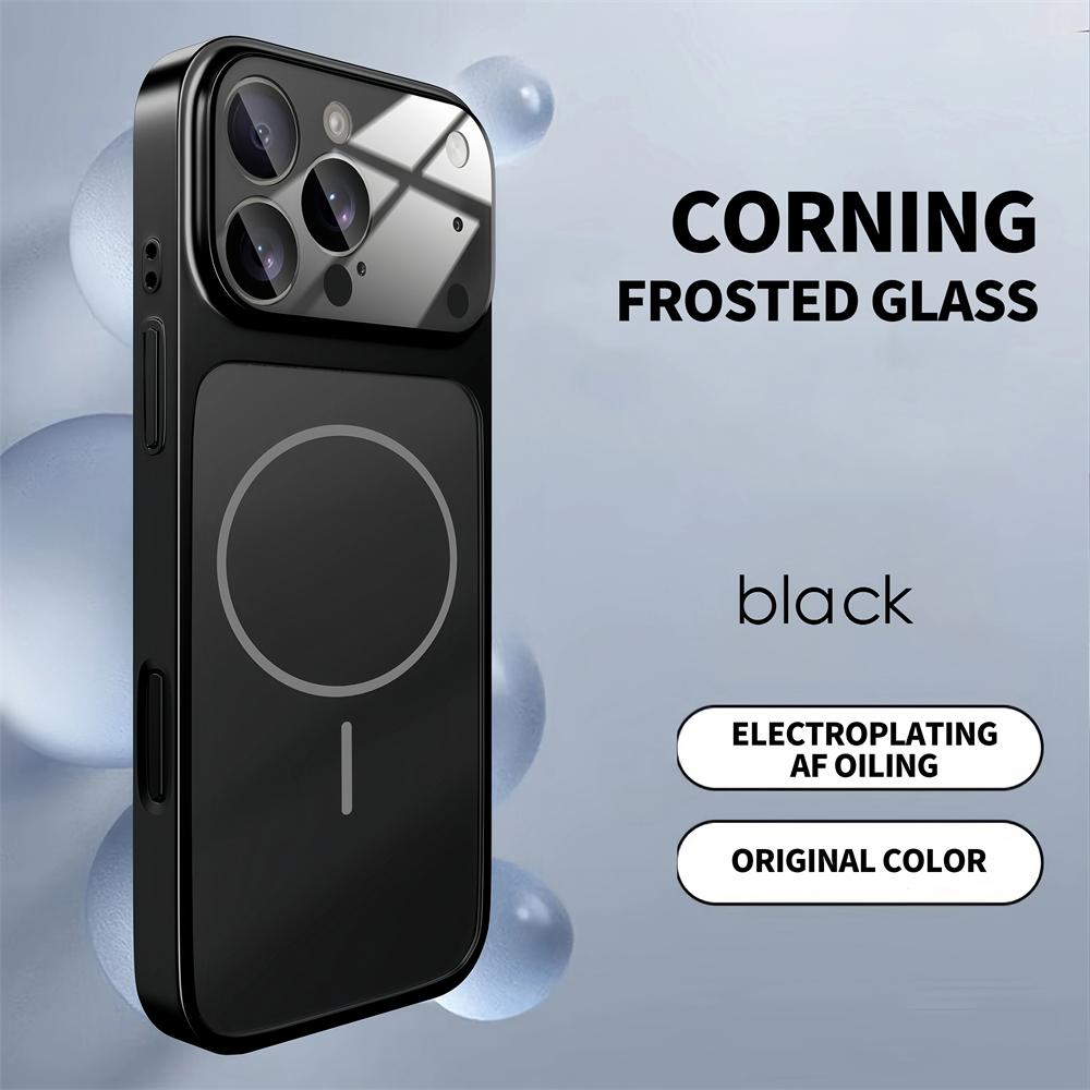 

Matte Glass Large Window Wireless Charging Magnetic For Magsafe Case For iPhone 17 Air 16 15 14 13 Pro Max Shockproof Hard Cover iPhone 14 Pro