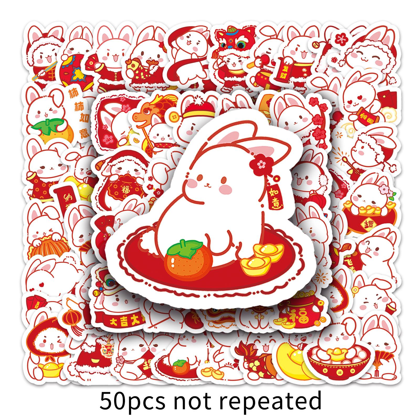 

50 Милые Новогодние Дудл Мультяшные Милые Наклейки Гука для Рукоделия, Водонепроницаемые Наклейки на Мобильный Чемодан