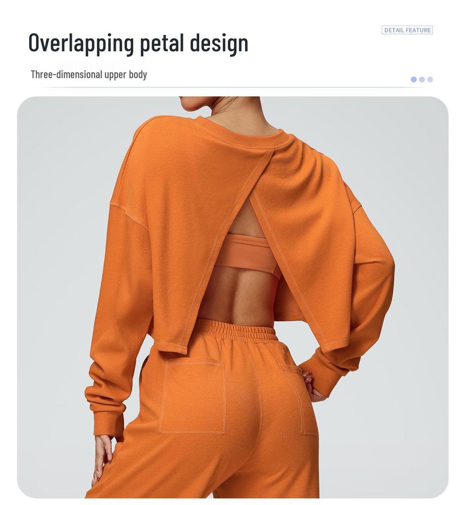 New Casual Round Neck Long Sleeve Sweatshirt for Autumn/Winter - Short, Loose, Fashionable T-Shirt for Fitness & Running