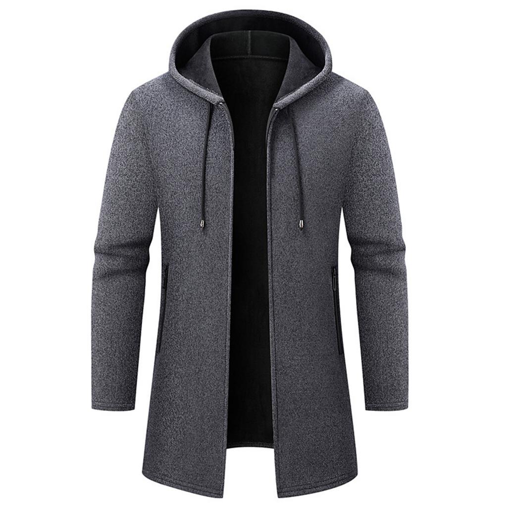 Chaqueta Cárdigan Suéter de Color Sólido para Hombre Suéter de Chenilla Grueso con Capucha Popular para Hombre