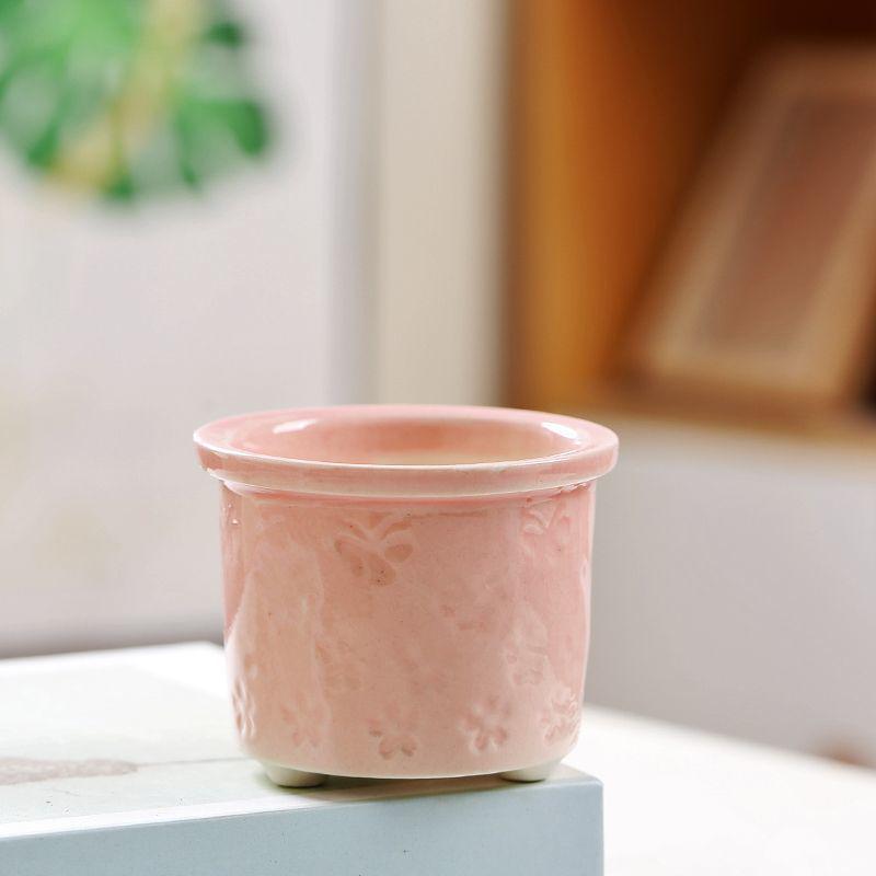 Creative Ceramic Butterfly Succulent Pot with Ice Crack Design - Breathable and Stylish Desktop Planter