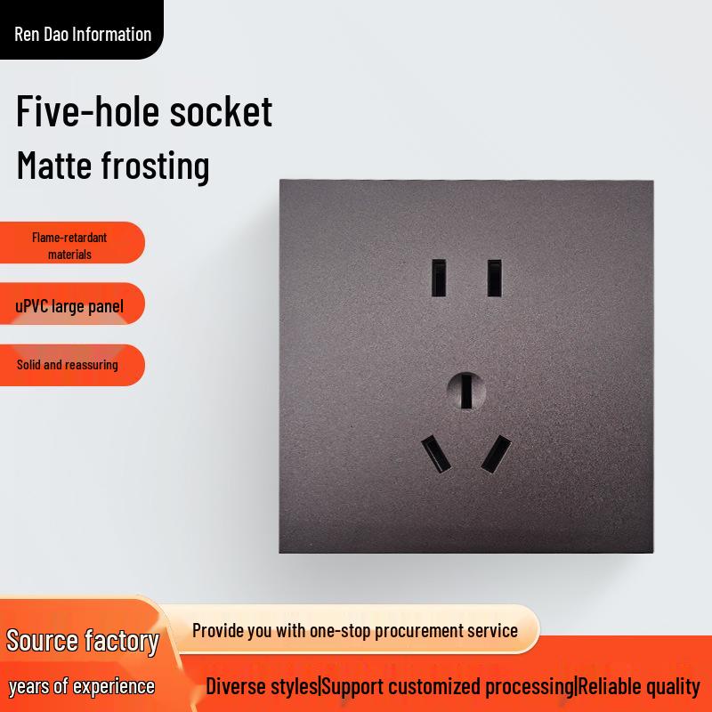 

Five-Hole 86 Type Wall Socket Panel with Switch - Home Improvement & Engineering Use, 10A Two-Three Level Rated