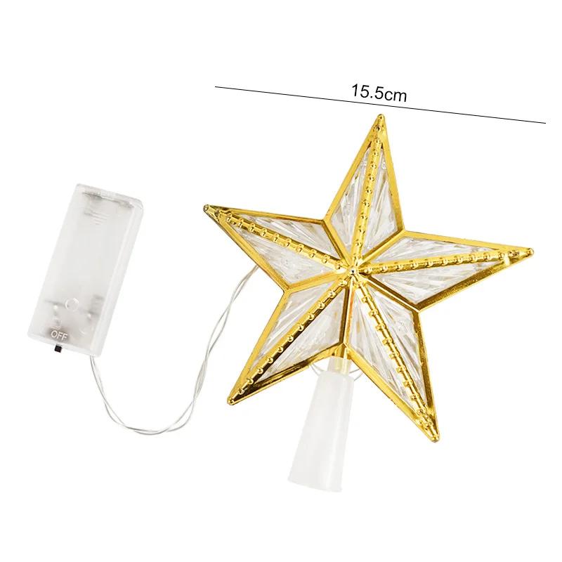 Christmas Tree Top Star Light Battery Powered Glowing Christmas Decorations Xmas Tree Ornaments Navidad New Year Natal Noel
