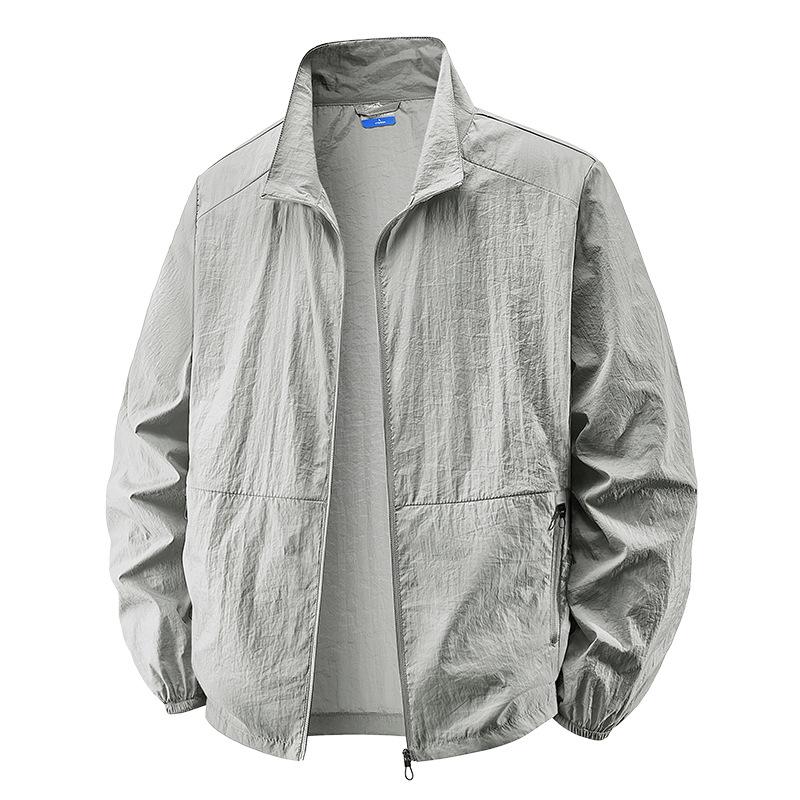 Popular Men's Two Open Sunscreen Clothing Summer Light and Breathable Men's Skin Clothing Men's Stand-Up Collar Outdoor Jacket