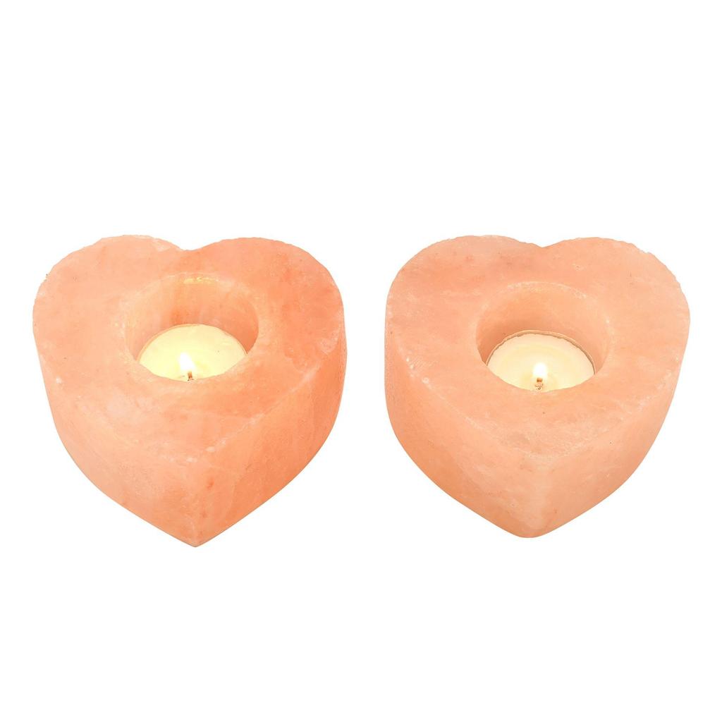 Himalayan Salt Heart Tea Light Holder (Pack of 2)