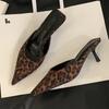 Eilyken Elegant Leopard Print Women Slipper Spring Pointed Toe Thin Low Heel Sandal Ladies Mules Shoes Zapatos Mujer