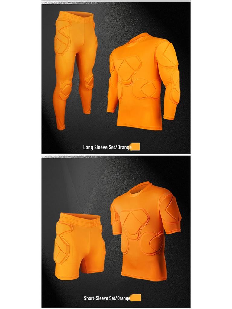 Thick Long Sleeve Goalkeeper Jersey Set with Knee Pads, Elbow Pads, and Helmet Armor