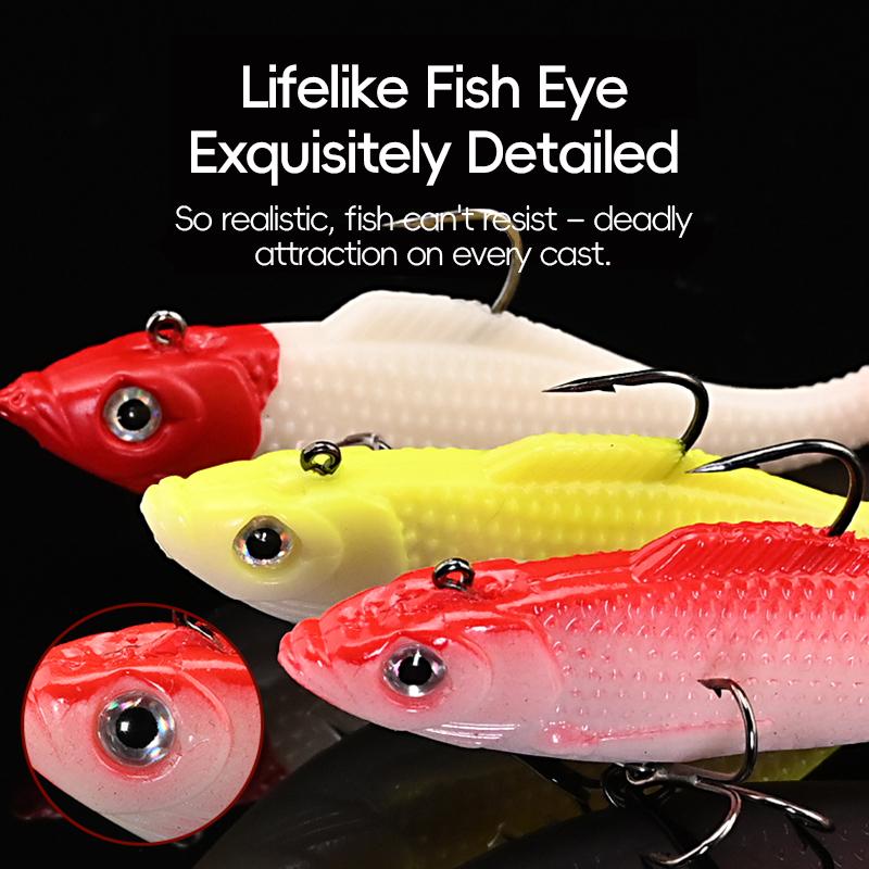 MEREDITH Soft Minnow Bait 10cm/18g & 12.5cm/27g 3pcs Lead Jig Pike Bass JXJ01