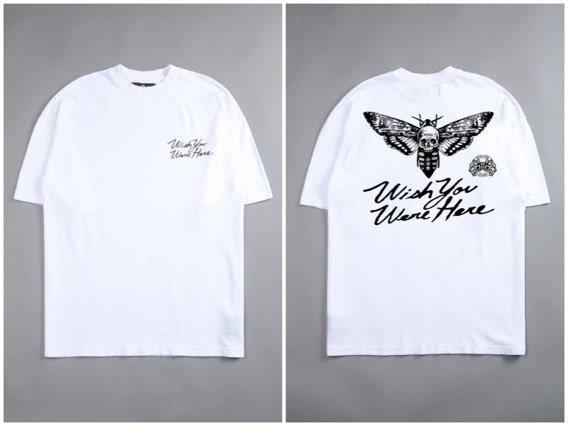 

DARCSPORT WISH YOU WERE HERE Cotton T-Shirt Printed Loose Oversized Shirts Men Clothing Street Casual Fit Short Sleeve Tee Tops S