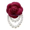 HX6F Vintage Camellia Brooches for Woman Buckle Pin Wedding Hand Flower Pearl Brooch Pin Fashion Clothing Jewelry Accessories