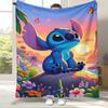 Cartoon S-Stitch Kawaii Flannel Blanket,Ultra Soft Warm Plush Throw for Home Bedroom Bed Sofa Cover Camping Picnic Gift Kids