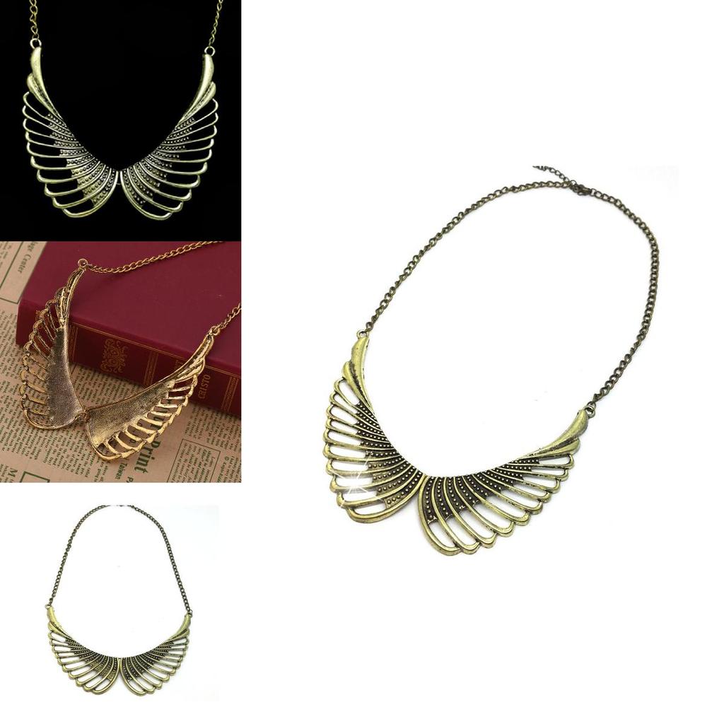 Fashionable Retro Angel Wing Pendant Women Metal Necklace Accessory