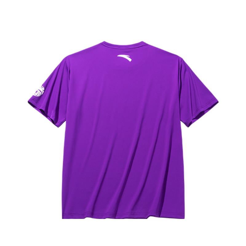 Anta Basketball Series Round Neck Pullover Casual Short Sleeve T-Shirt Men Tops Deep-Purple 152431195-2