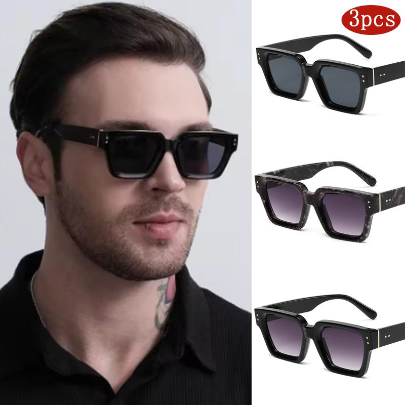 1/3set Female Luxury Square Sunglasses Women Fashion Gradient Color Rivet Sunshade Mirror Outdoors Protection Brand Shades UV400