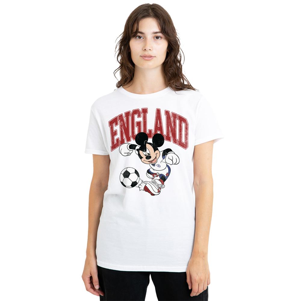 Disney Womens/Ladies England Mickey Mouse Football T-Shirt