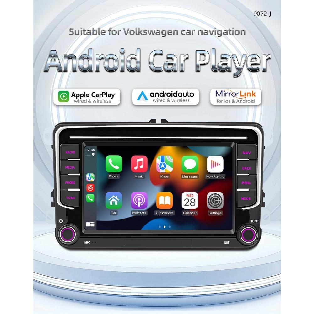 2Din bilradio Android for Volkswagen Golf 5 6 Polo Passat B6 B7 Jetta Caddy Touran Universal Multimedia Carplay Navigasjon GPS 2+64GB