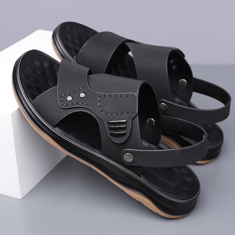 2025 Sommer Neue Schuhe für Herren Ledersandalen Mode Weiche Latex-Innensohle Lässige Pantolette Coole Strandschuhe