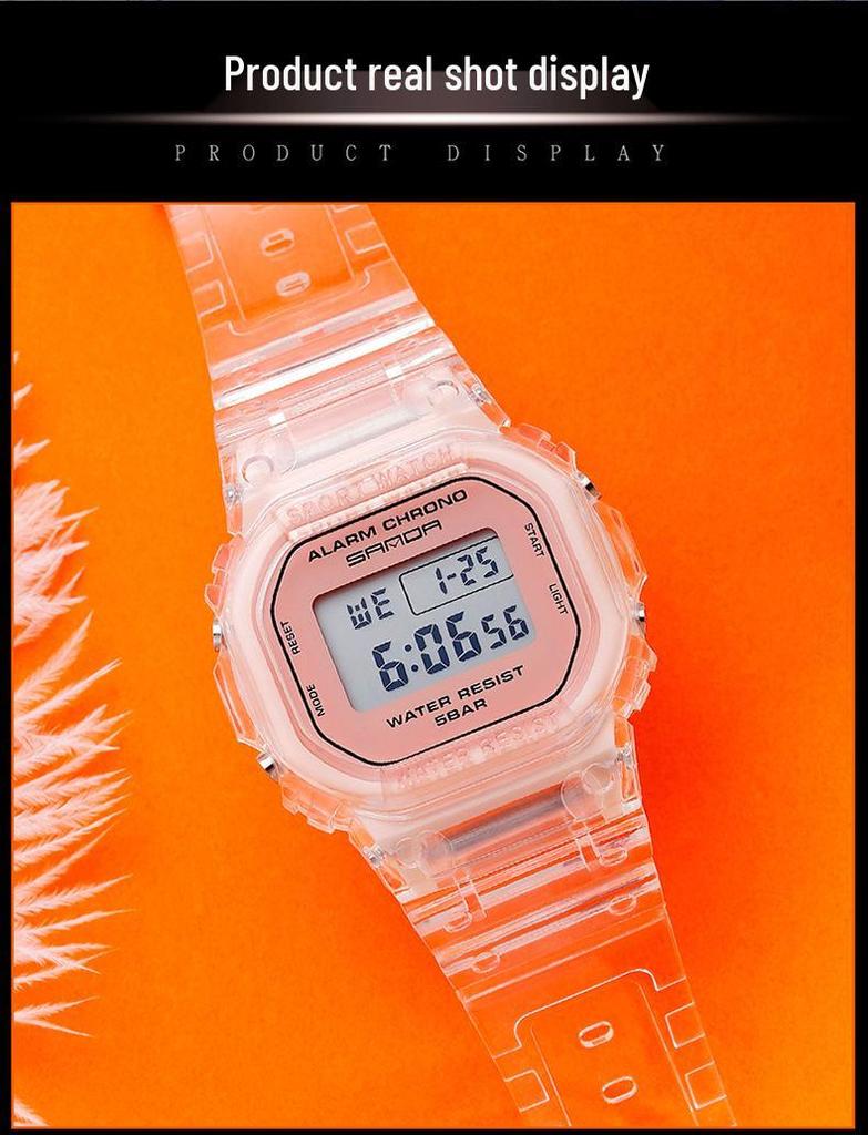 Sanda Transparent Strap Multifunctional Luminous Waterproof Sports Watch