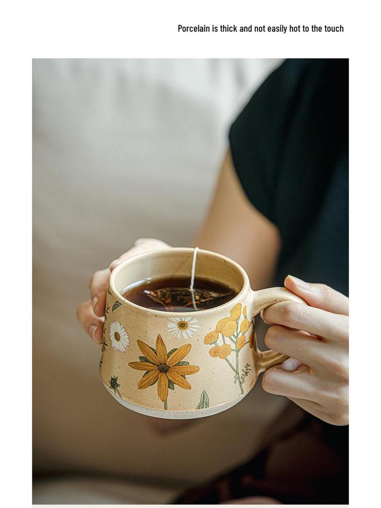 Limited Edition Vintage-Style Ceramic Coffee Mug - Handmade with Floral Design