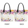  Watercolor Floral Tote Bag Large Capacity Casual Women Handbag for Daily Shopping Travel