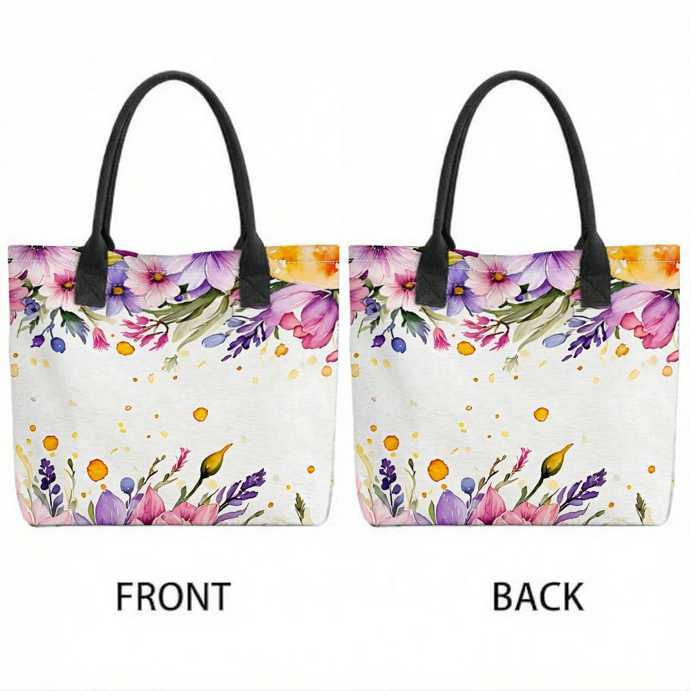 Watercolor Floral Tote Bag Large Capacity Casual Women Handbag for Daily Shopping Travel