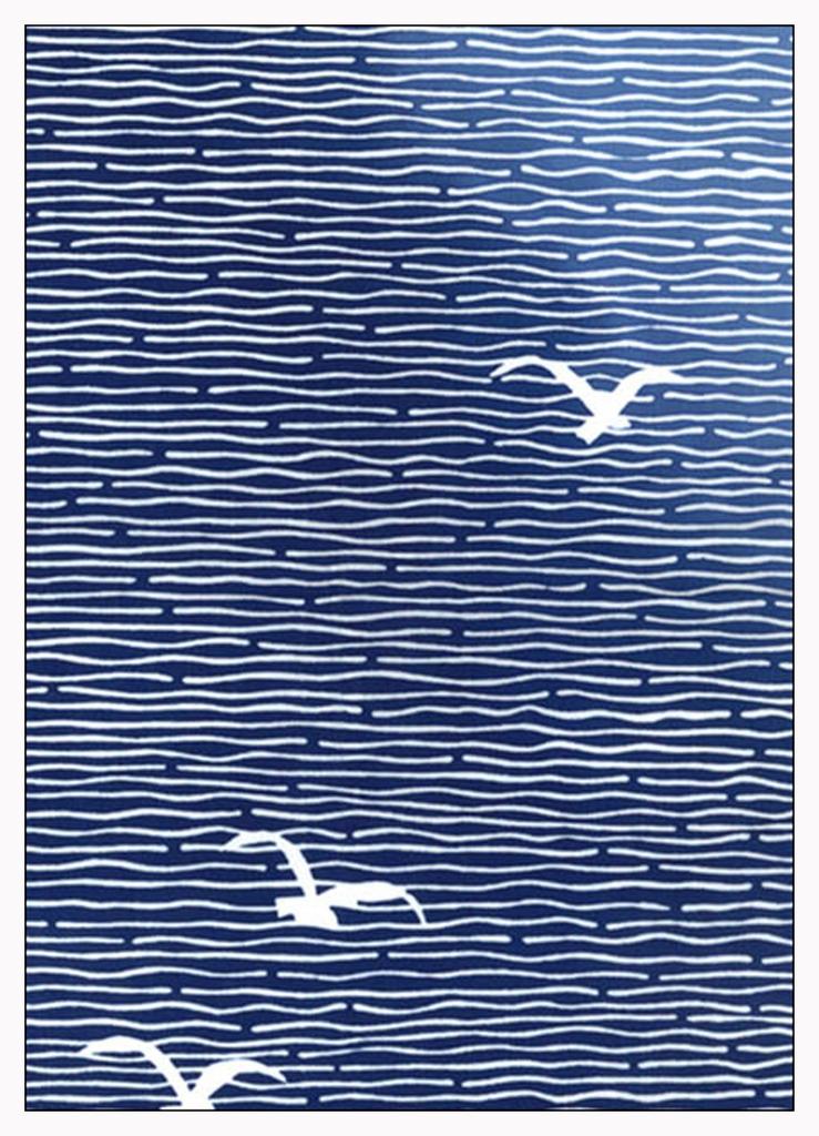 Tenugui Made In Seagull Design Niwa-zome (hand Towel) - Chū-sen Dyeing, 100% Cotton, Japan,