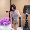 #Summer new pure desire to grind and keep warm cross neck vest slim and thin women's fixed top with chest pad