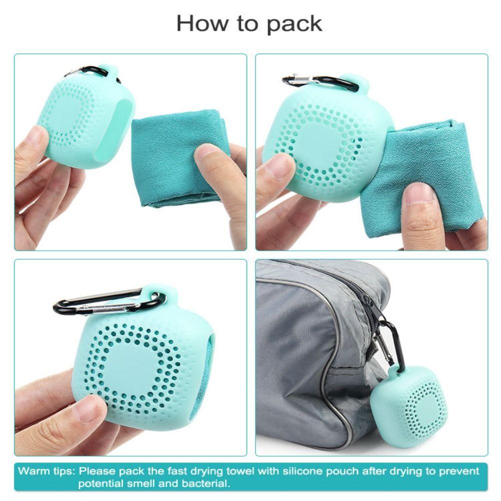 Soft Quick Drying Towel With Silicone Case Sports Towel For Fitness Jogging Swimming